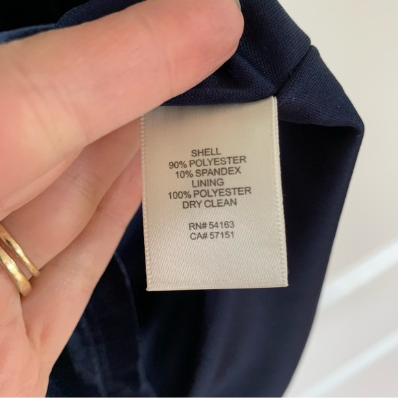 Eliza J Dress Navy Velvet Cocktail Sheath Gathered Waist 3/4 Sleeve Party Size 6 - Picture 7 of 9